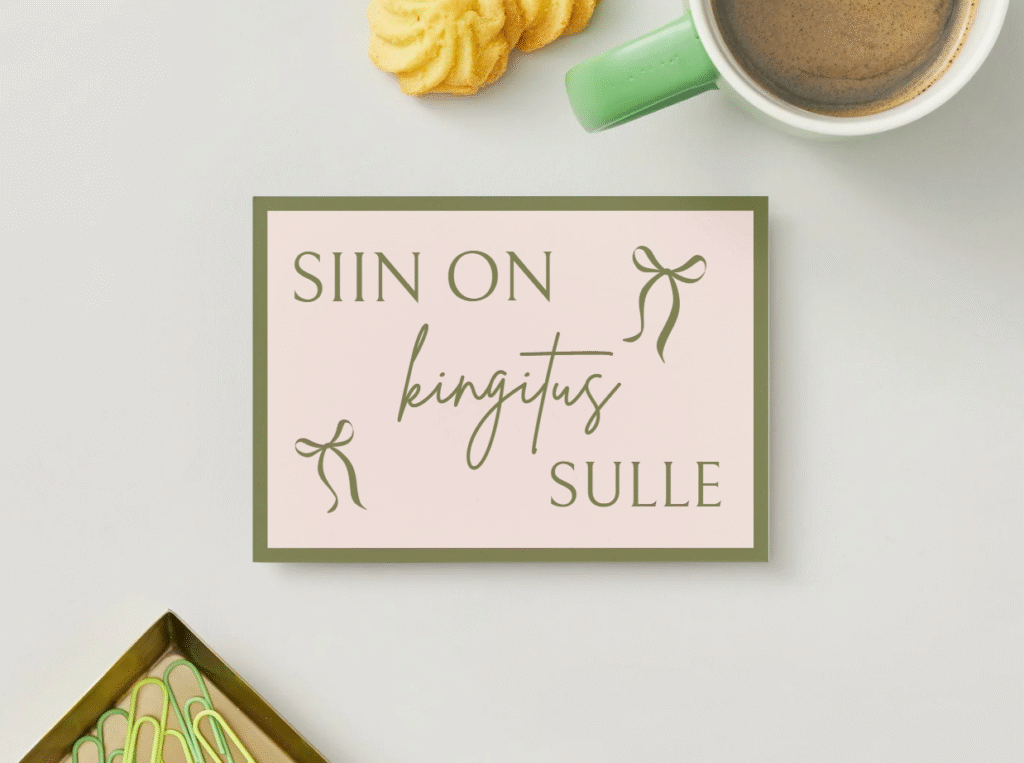 Studio Karo kinkekaart, peal kirjas Siin on kingitus sulle